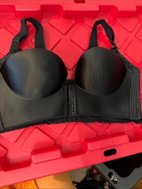 Smooth Black Moulded Cup Bra with Front Hook Closure